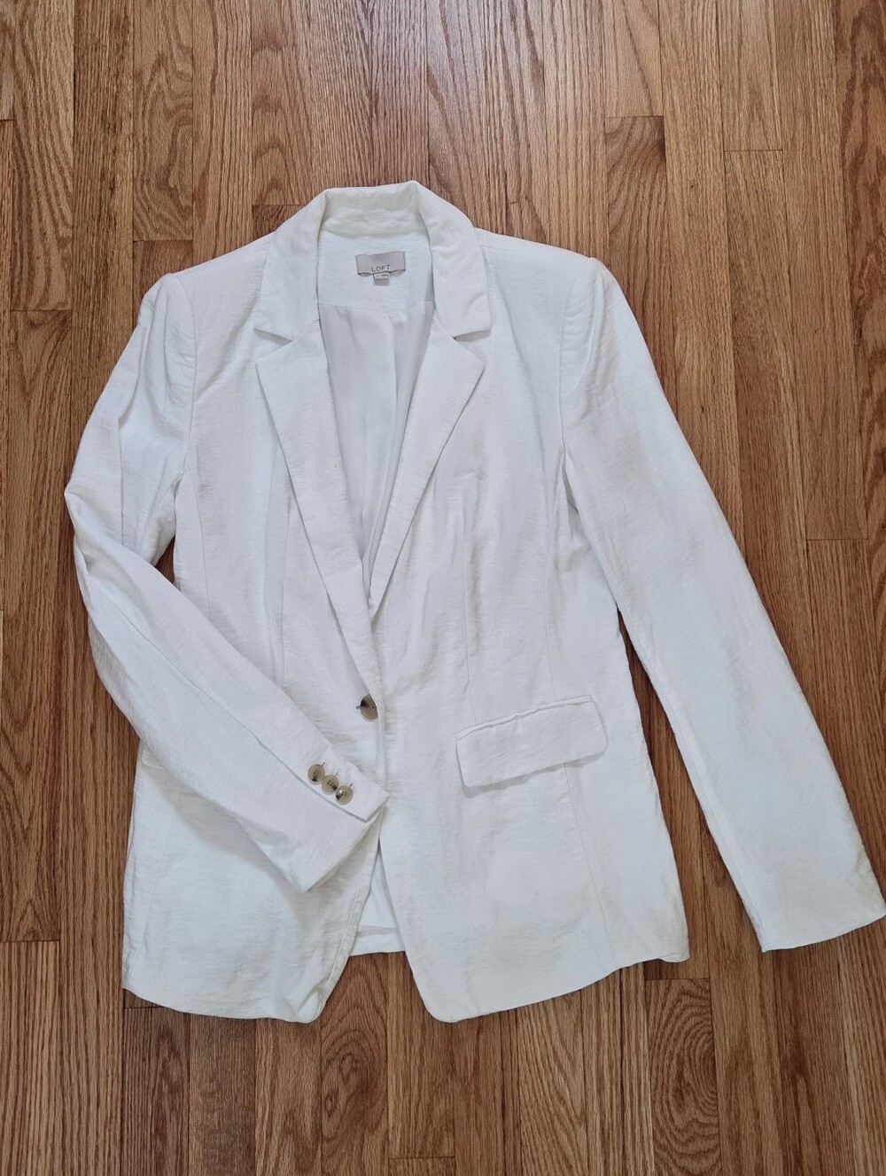 LOFT White Longline One Button Blazer Size 6 Fully Lined